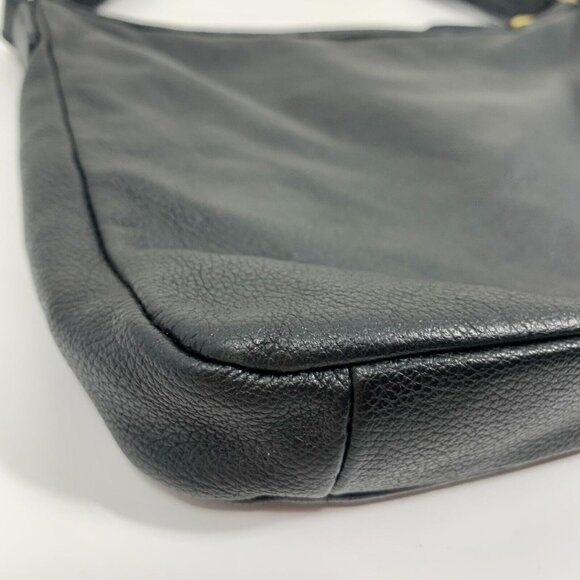 FOSSIL Black Pebble Leather Bag CROSSBODY MESSENGER SADDLE Two ZIP Front - Picture 8 of 16